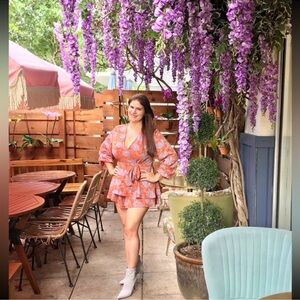 🎈Burnt orange/Grey Shorts Romper Amazon Size L